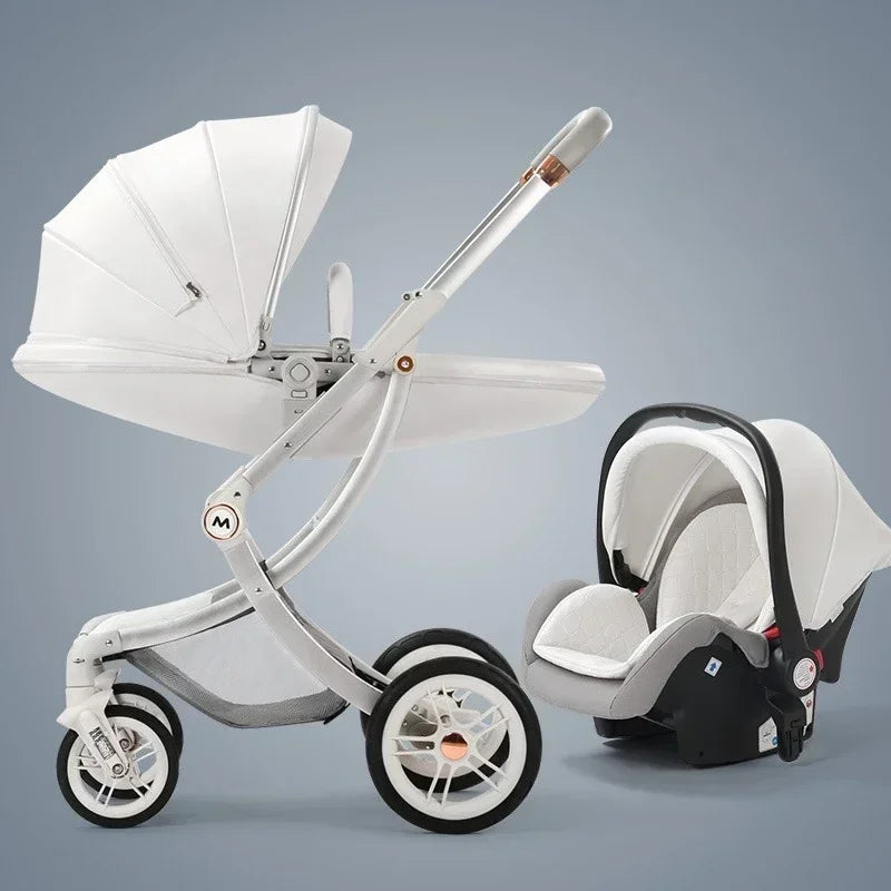 Babywagen 3-in-1, Luxus-Kinderwagen mit Autositz